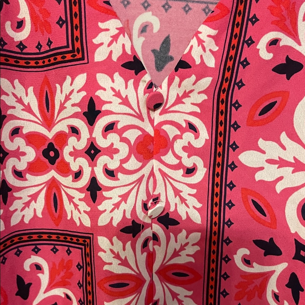 Ann Taylor Factor Pink Patterned Women's Top - Picture 5 of 5
